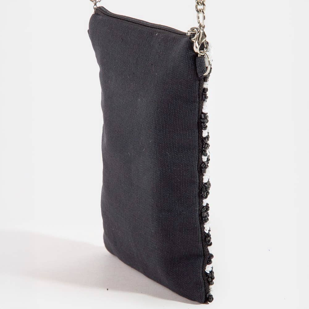 Zebra Stripe Pattern Bead Rectangle Pouch Bag