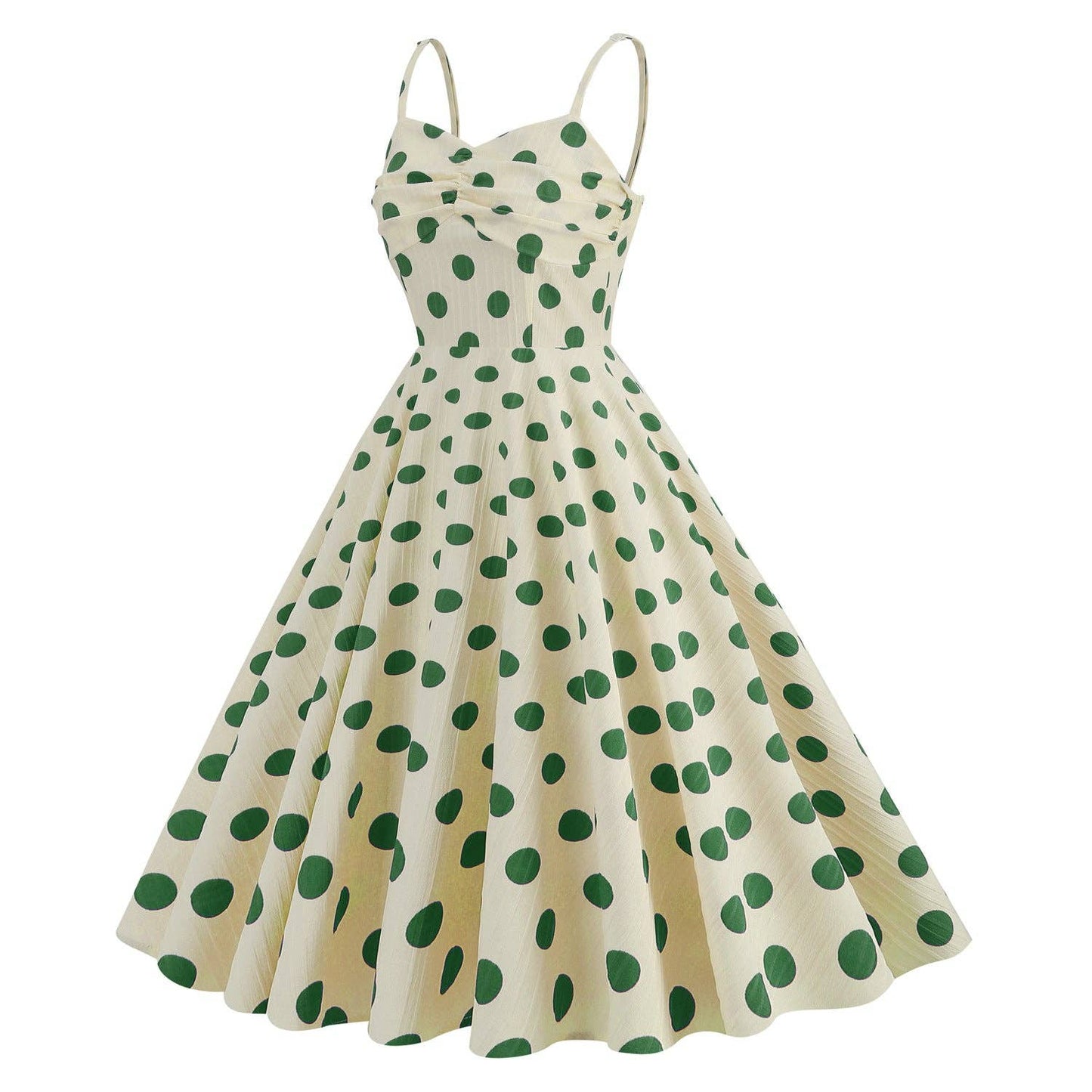 Retro Polka Dot Maxi Dress with V-Neck and High Waist