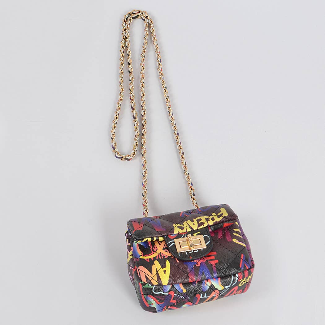 Multi Graffiti Quilted Mini Bag
