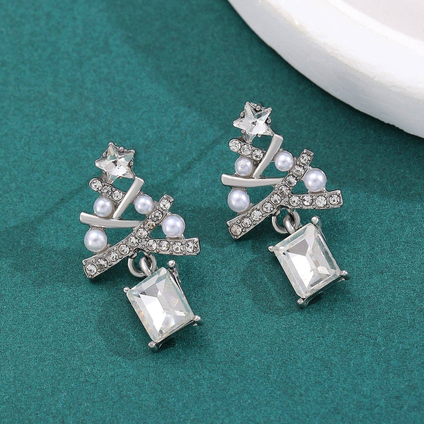 Luxury Colorful Christmas Tree Ear Studs for Women