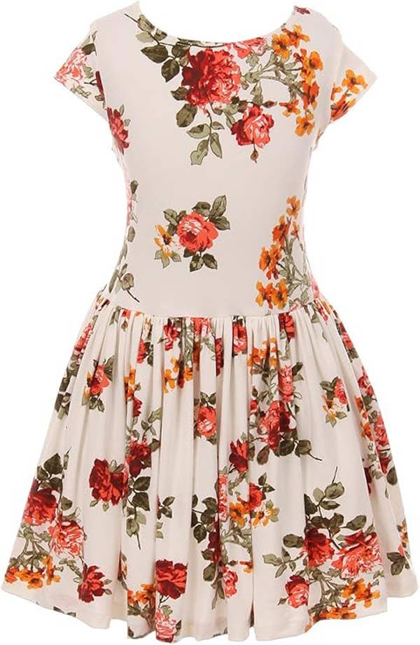 Floral Print Easter Holiday Party Flower Girl Sundress: Blue / 6