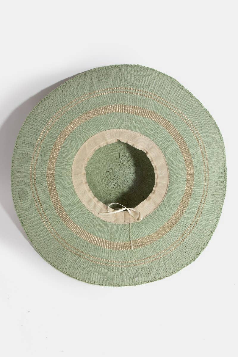 Metallic Accent Trim Floppy Sun Hat