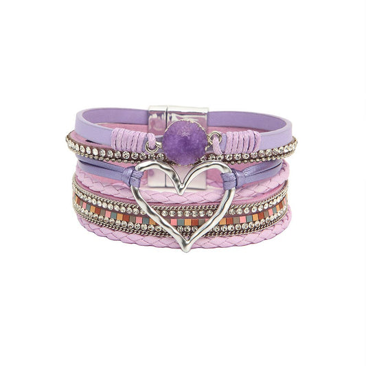Bohemian Heart Buckle Bracelet | Rhinestone Magnetic