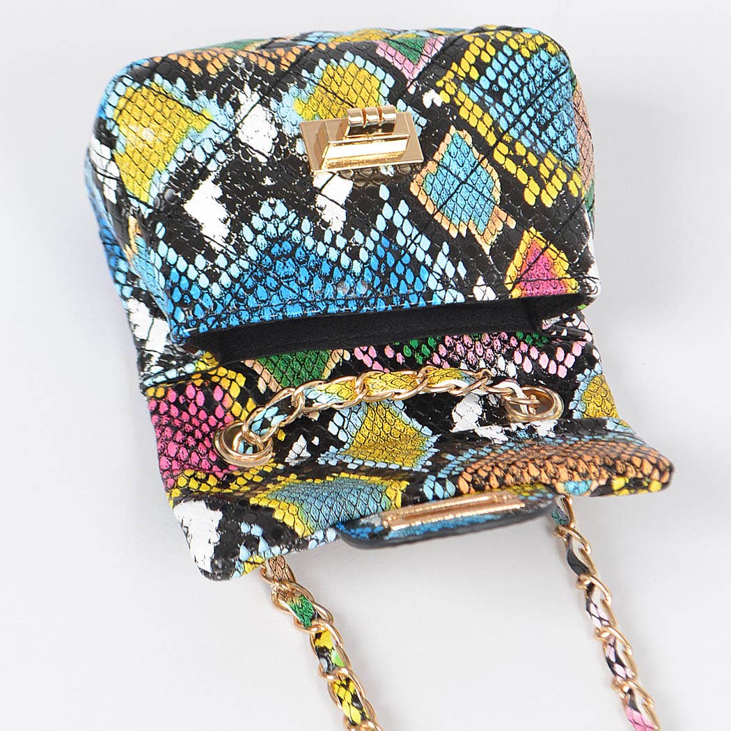 Multi Snake Quilted Mini Bag: Red