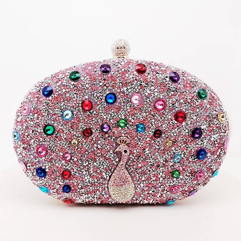 Peacock handbag evening rhinestones clutch bag