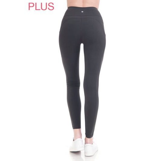 Plus Size Premium High Waist Solid Activewear Leggings: Charcoal