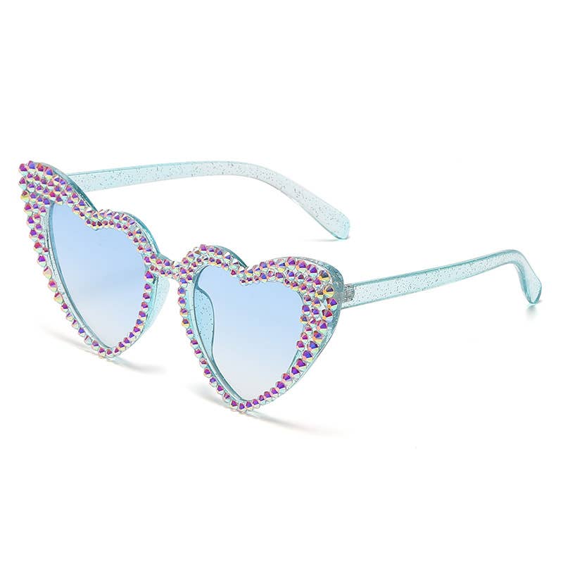 Vintage Rhinestone Fashion Peach Heart Sunglasses