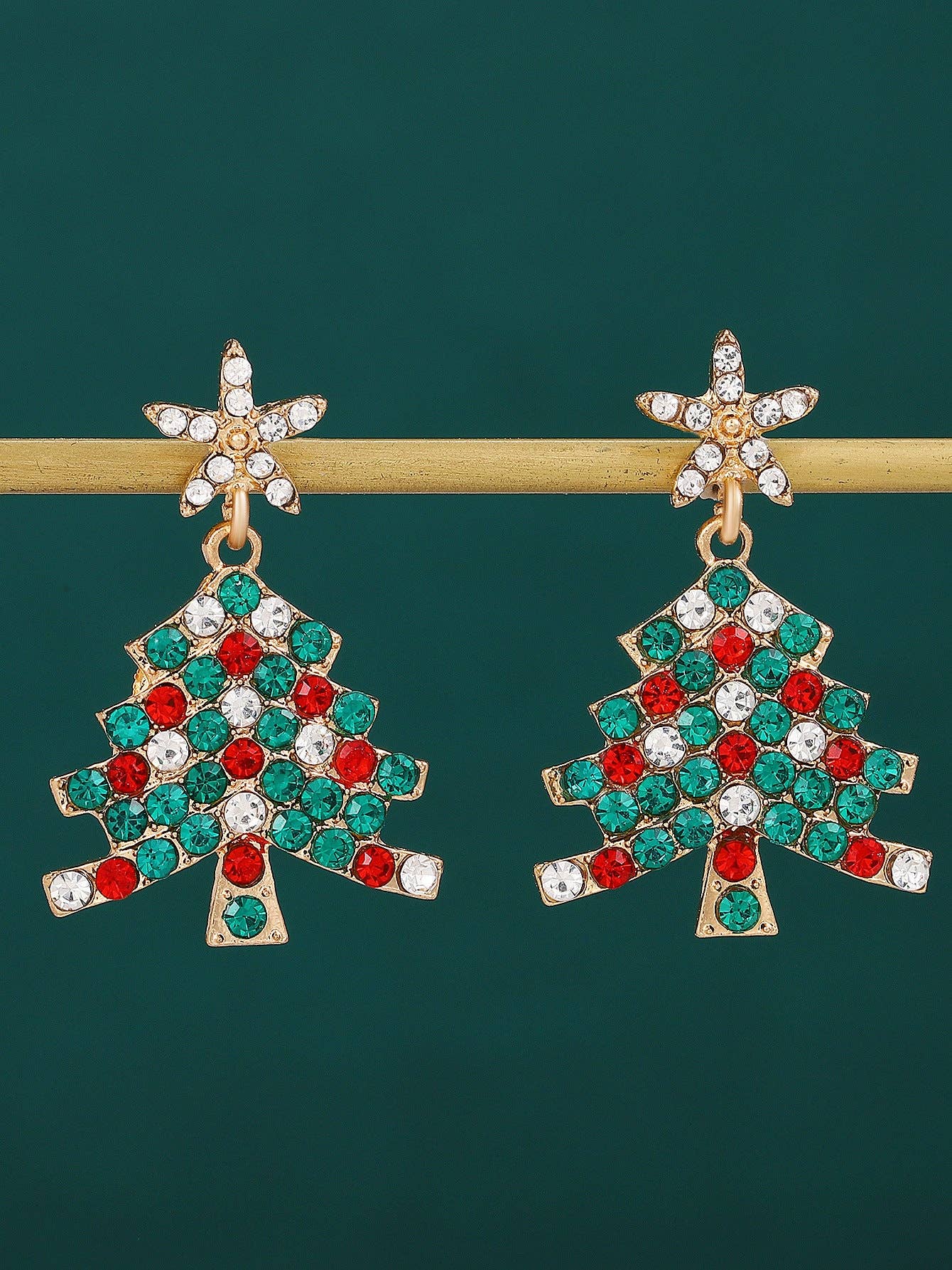 Luxury Colorful Christmas Tree Ear Studs for Women