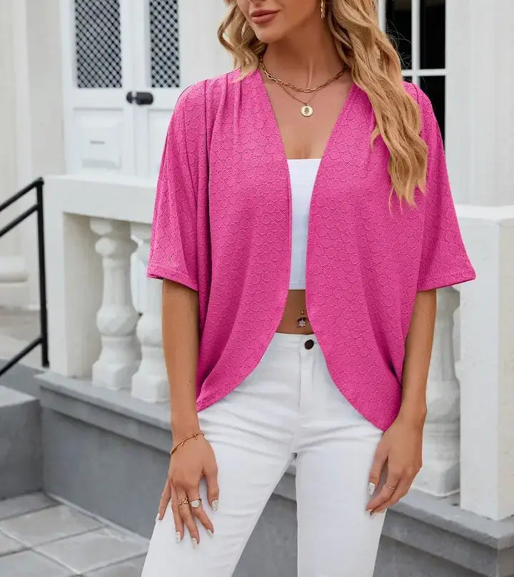 Short Sleeve Cardigan Lightweight Open Front Knit Sweaters