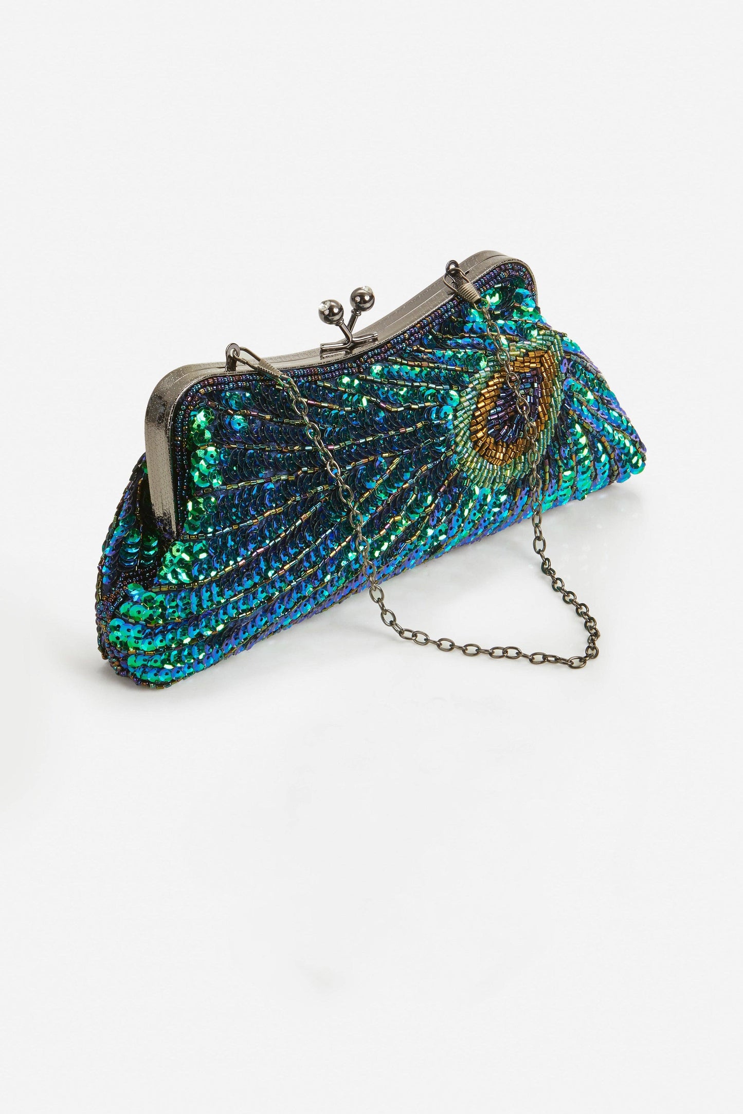 1920s Flapper Peacock Sequined Clutch