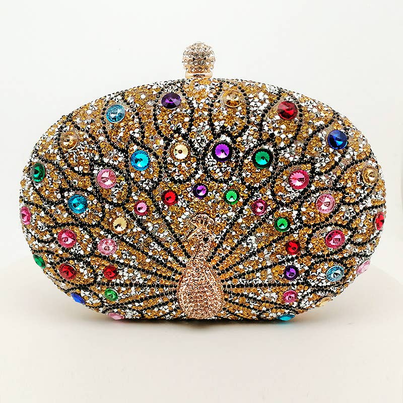 Peacock handbag evening rhinestones clutch bag