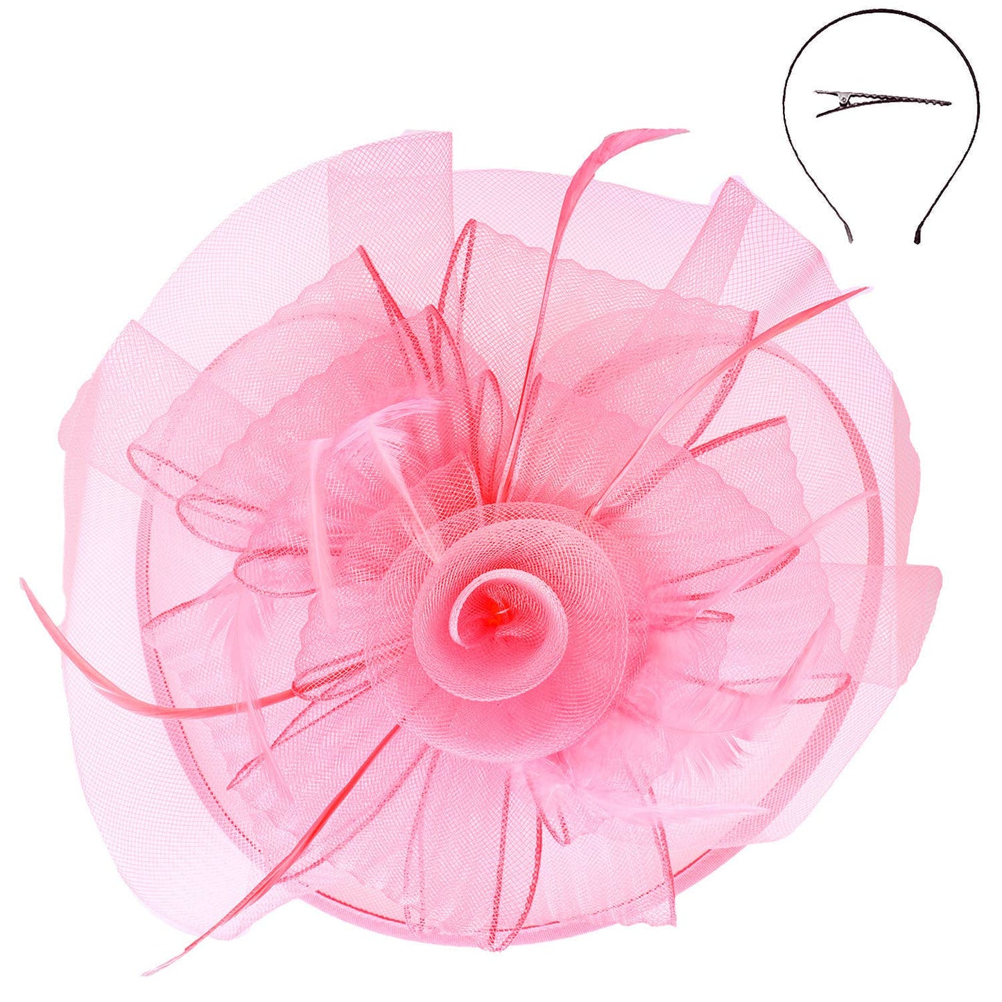 Floral Tilt Derby Mesh w/ Feathers Fascinator