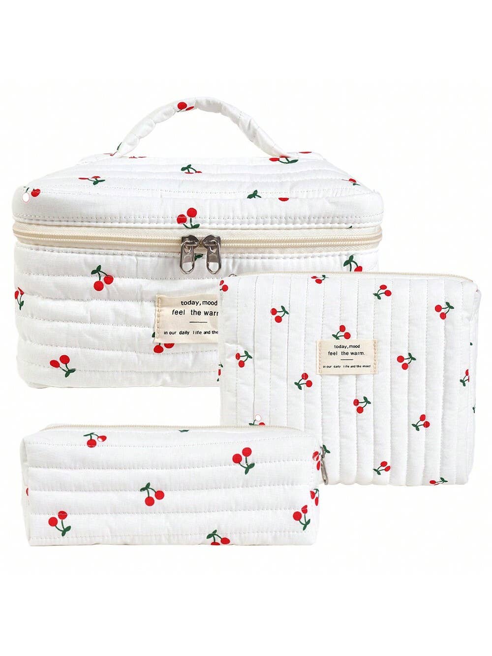 3 Pieces Set Cute Cotton Cosmetic Bag Portable Wash Storage