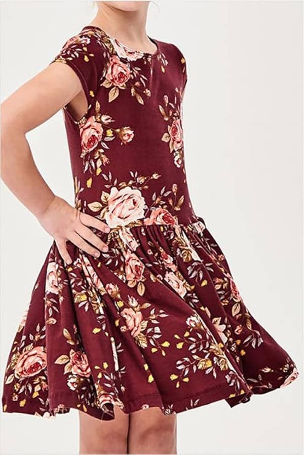 Floral Print Easter Holiday Party Flower Girl Sundress: Blue / 6