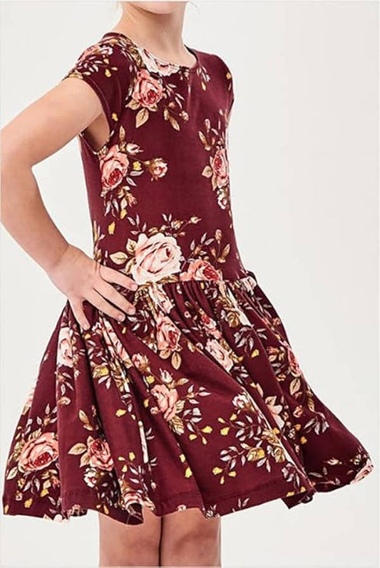 Floral Print Easter Holiday Party Flower Girl Sundress: Blue / 6