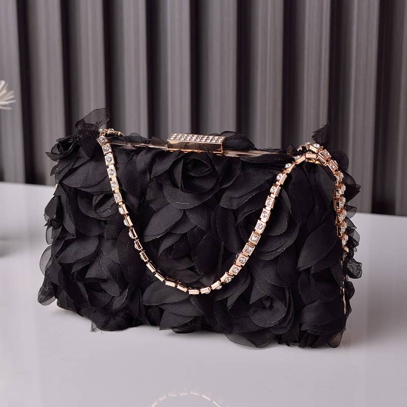 Chiffon flower clutch bag party evening handbag