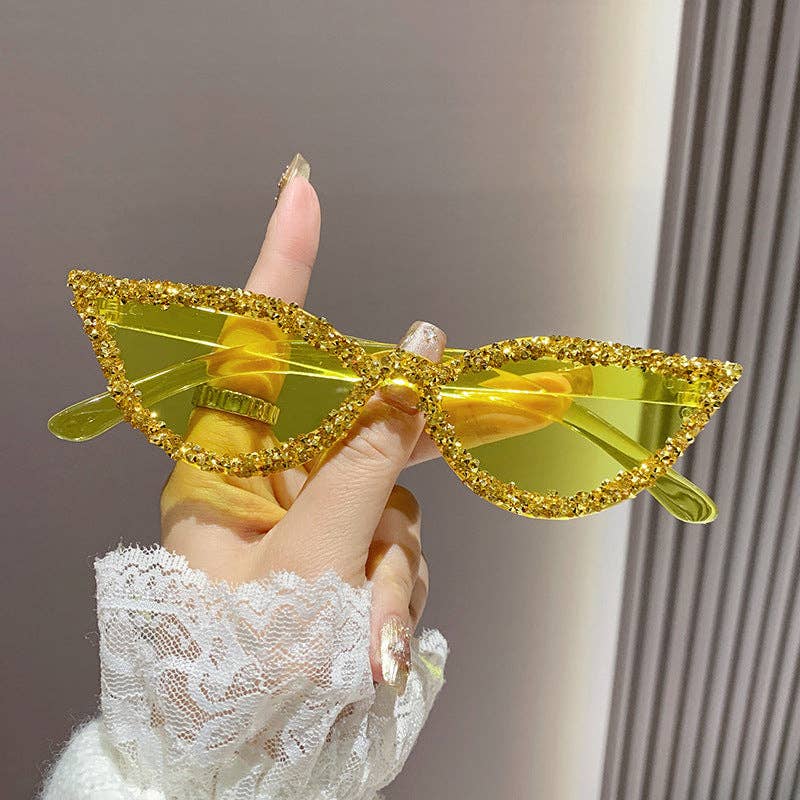 Trendy Cat Eye Sunglasses with Rhinestones in Candy Colors