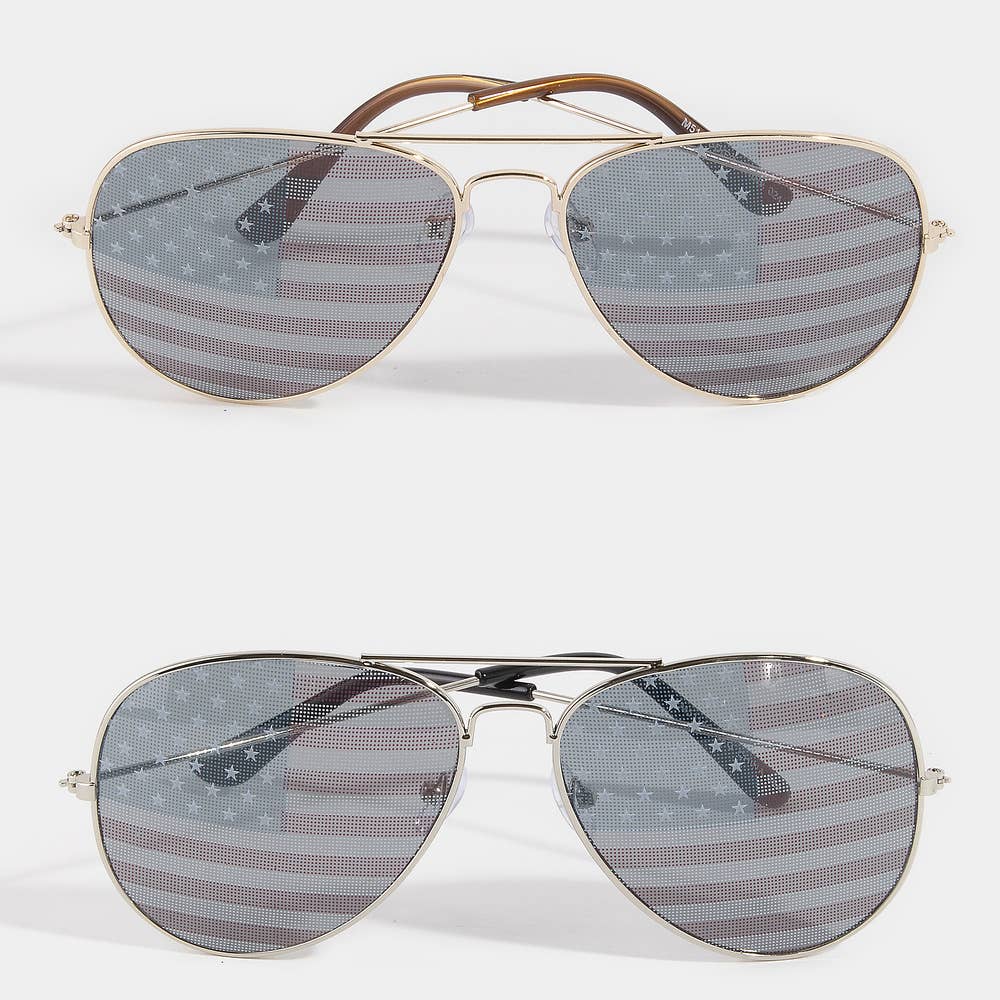 Patriotic Aviator American Flag Sunglasses