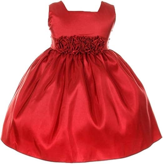 Sweet Kids Baby Sleeveless Rolled Flower Waistband Dress: Silver / 24 Months (XL)