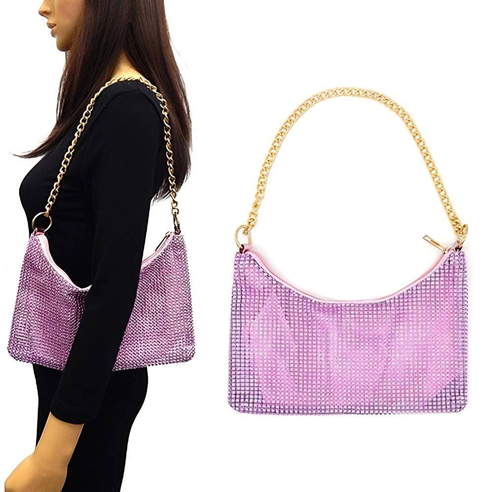 Chain Strap Soft Rhinestone Night Evening Bag