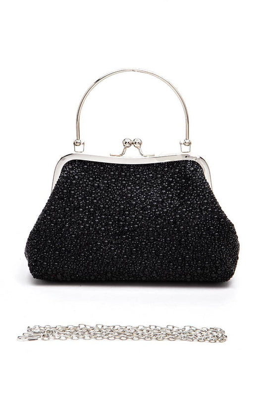 Pearl And Rhinestone Top Handle Convertible Clutch Bag