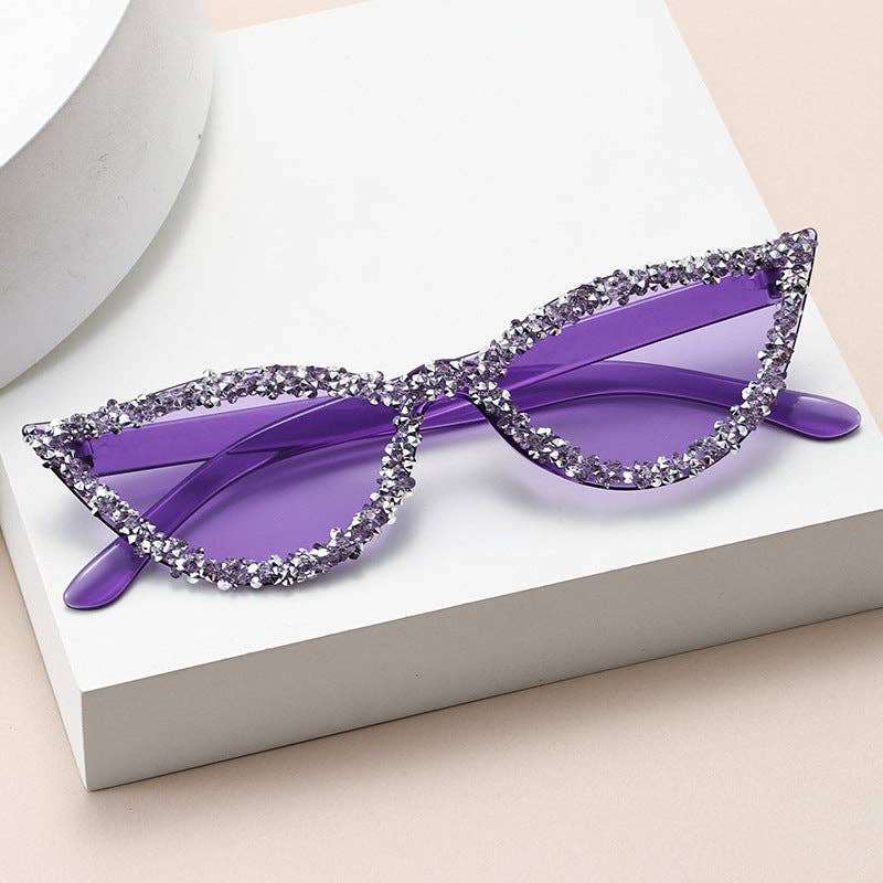 Trendy Cat Eye Sunglasses with Rhinestones in Candy Colors