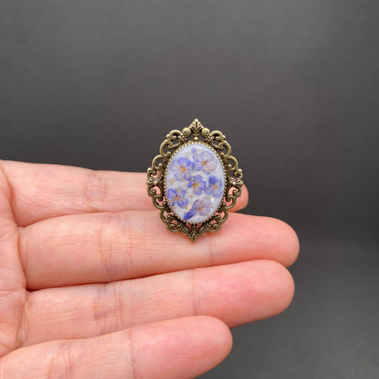 Vintage Dried Flowers Adjustable Ring - PDF