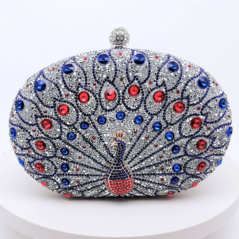Peacock handbag evening rhinestones clutch bag
