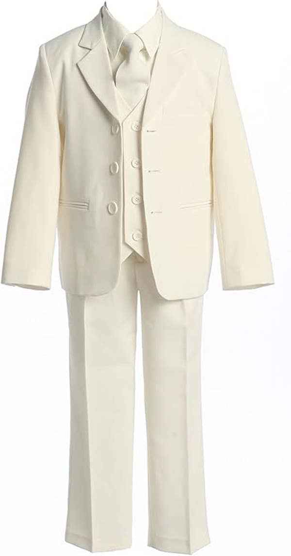 5 Piece Boys Formal Dress Suit with Shirt and Vest : Black / 1T