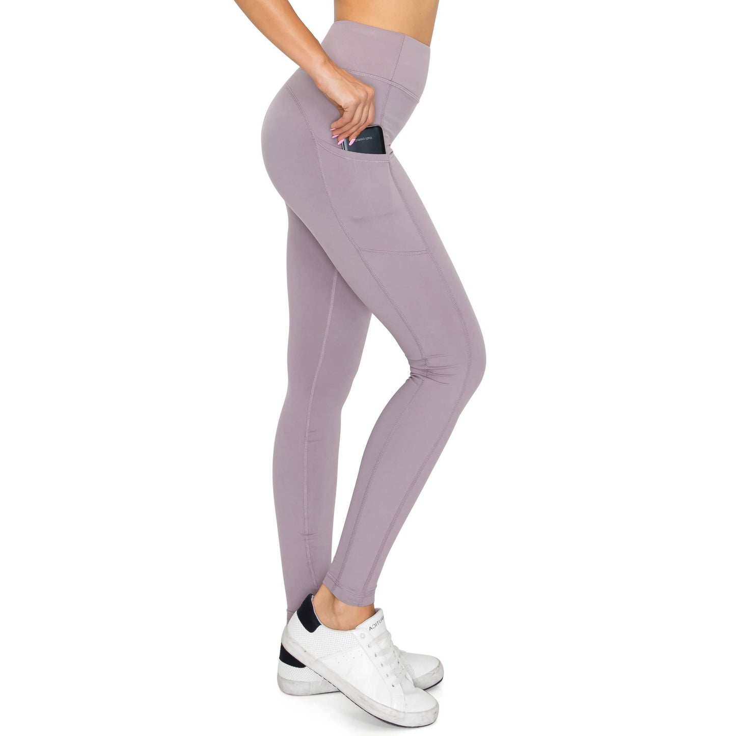 High Waist Activewear Leggings - Side Pockets: Black / M