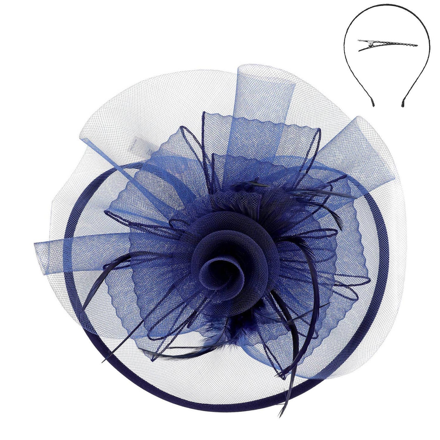 Floral Tilt Derby Mesh w/ Feathers Fascinator