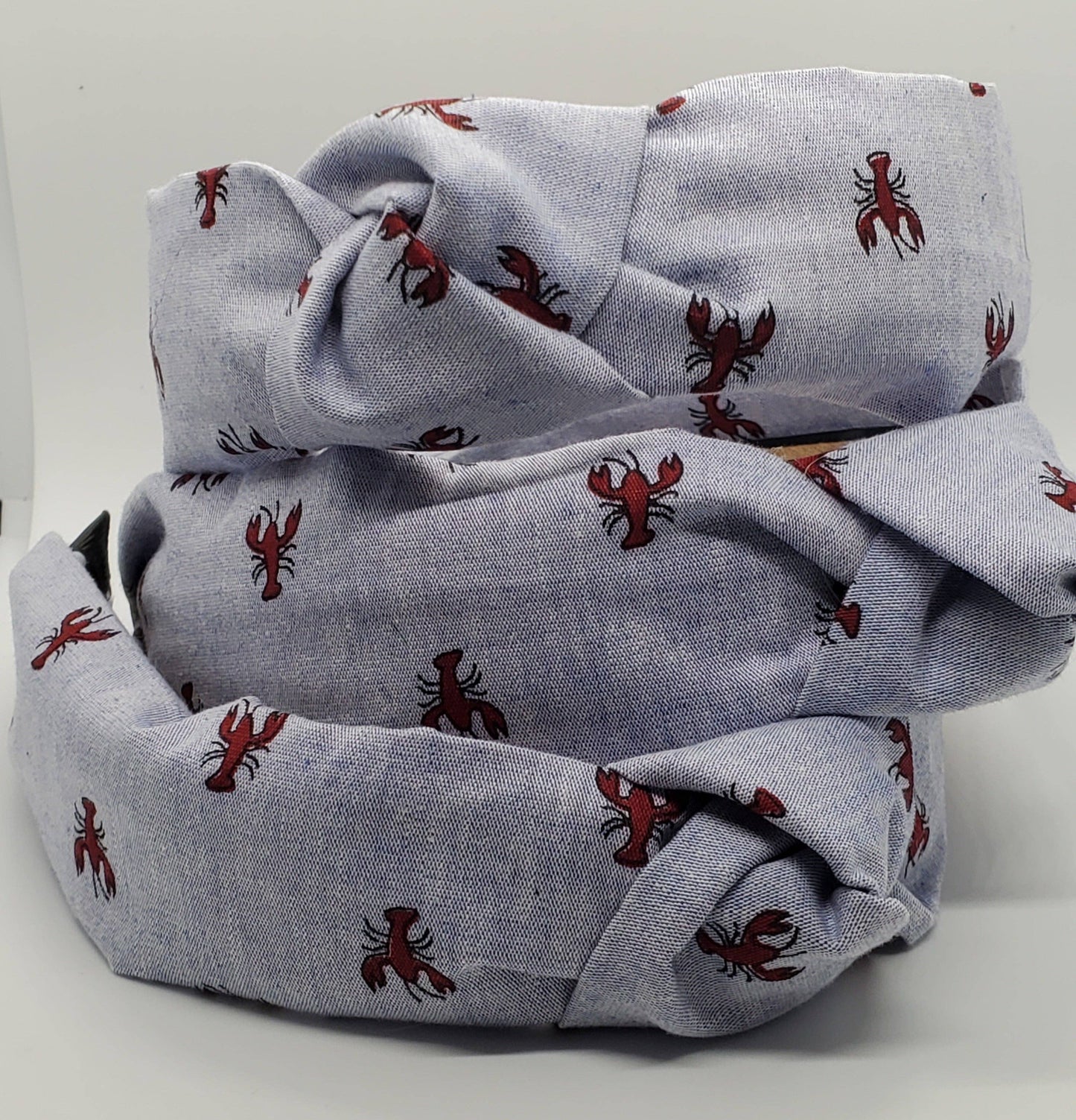 Crawfish on Blue Headband – Mud Bug Seafood Statement Hair Accessory