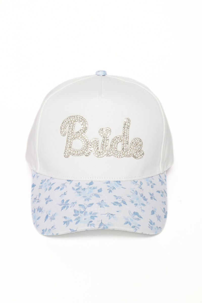 BRIDE Pearl Floral Print Brim Patch 5 Panel Cap