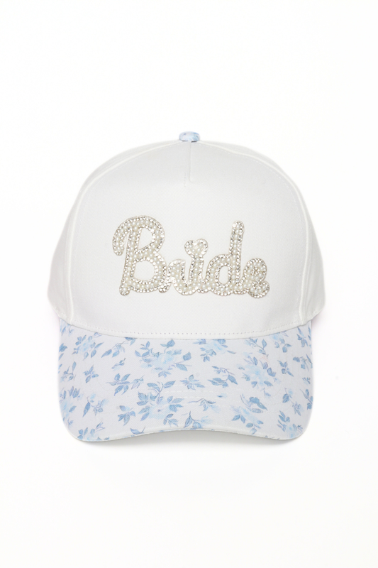 BRIDE Pearl Floral Print Brim Patch 5 Panel Cap