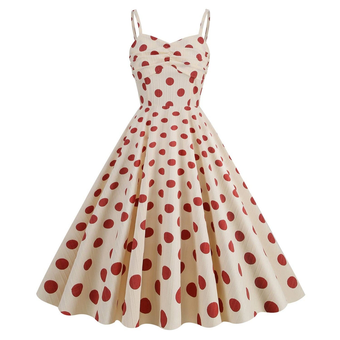 Retro Polka Dot Maxi Dress with V-Neck and High Waist
