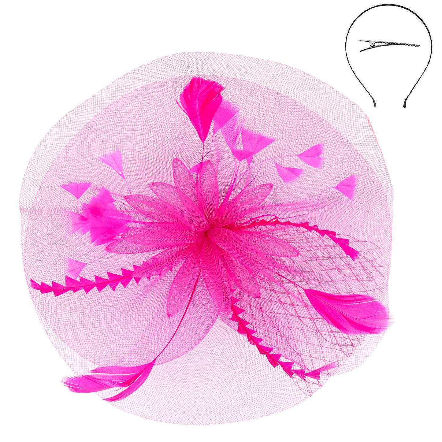 Floral Feather Veil Mesh Fascinator