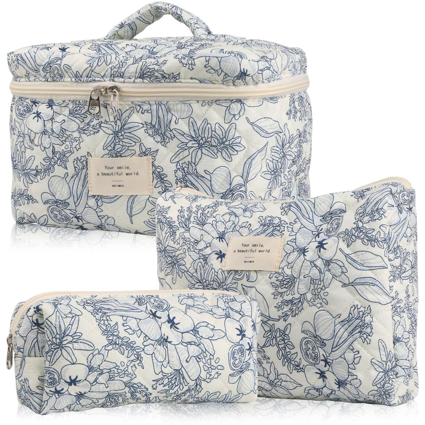 3 Pieces Set Cute Cotton Cosmetic Bag Portable Wash Storage