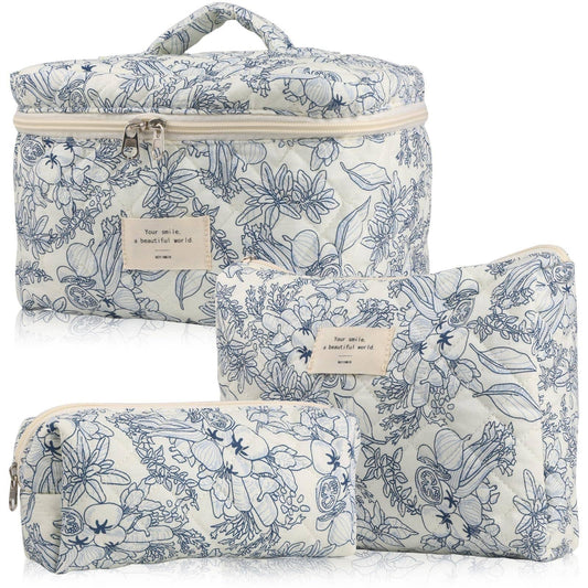3 Pieces Set Cute Cotton Cosmetic Bag Portable Wash Storage