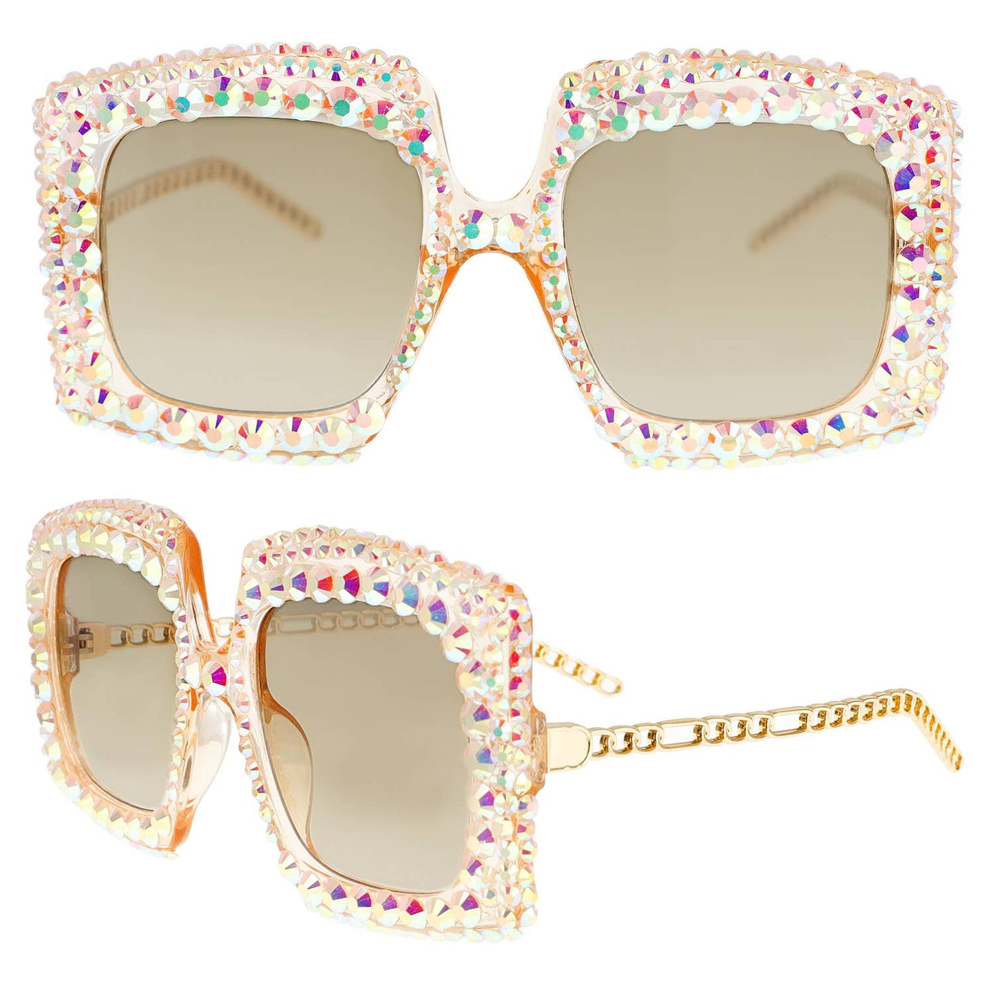 Sparkling Rhinestone Square Frame Sunglasses