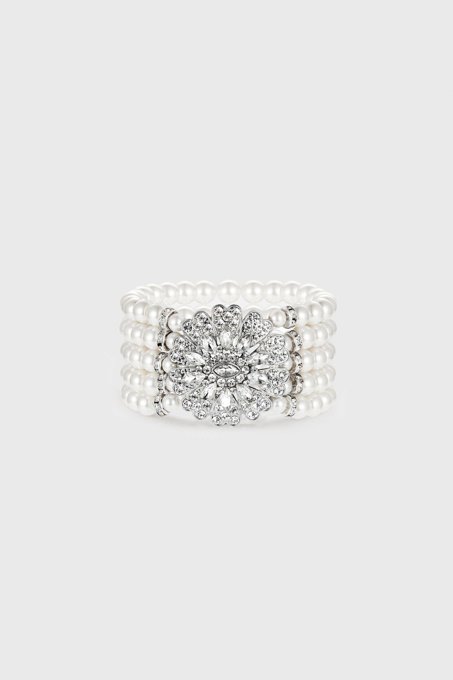 Stunning Zircon Studded Pearl Bracelet