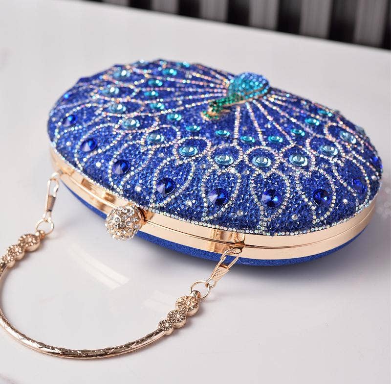 Peacock handbag evening rhinestones clutch bag