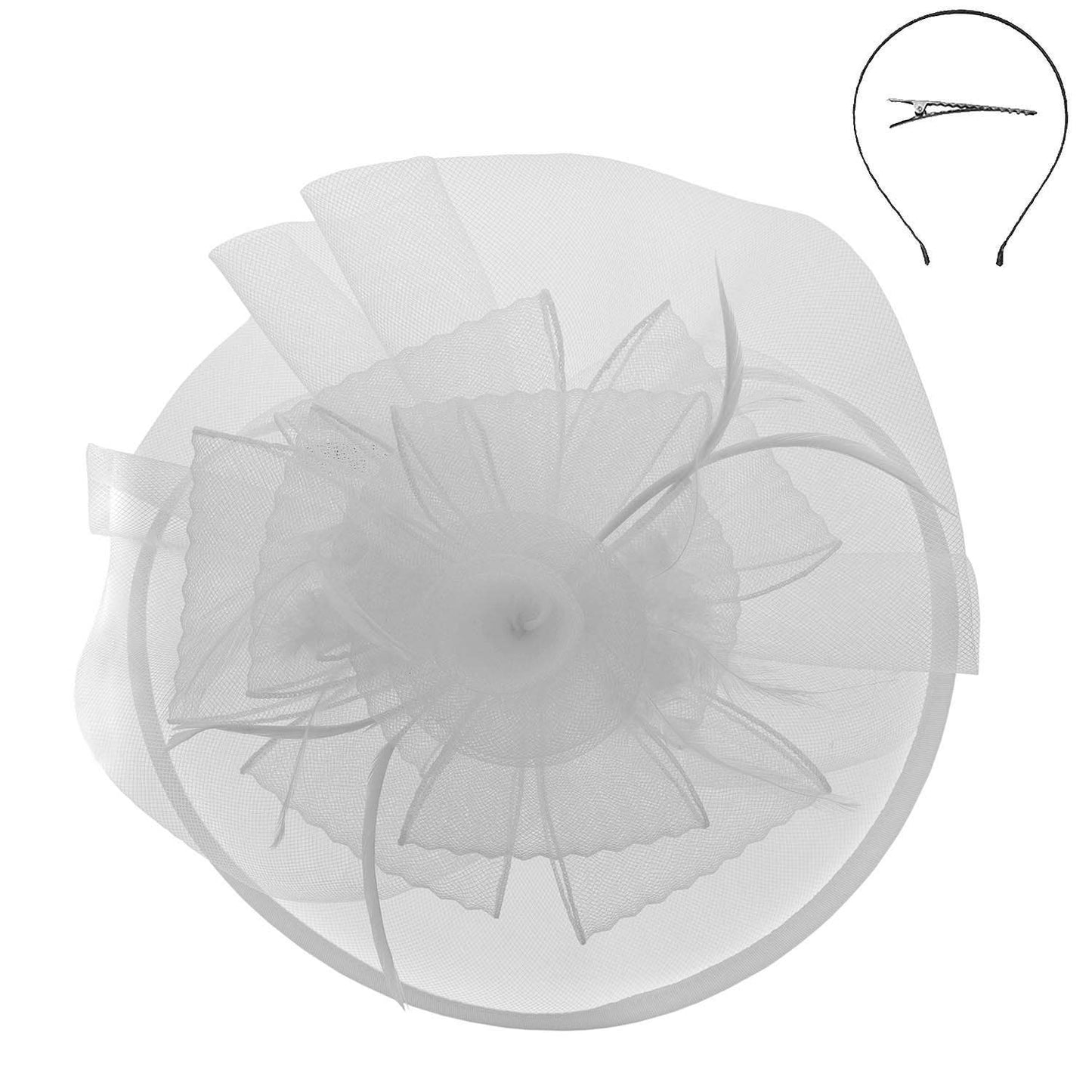 Floral Tilt Derby Mesh w/ Feathers Fascinator