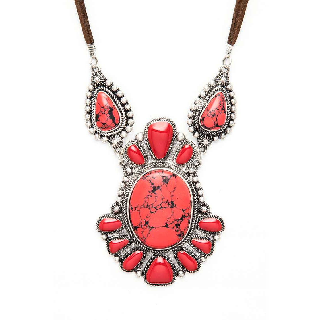 Western Oversize Stone Pendant Necklace Set