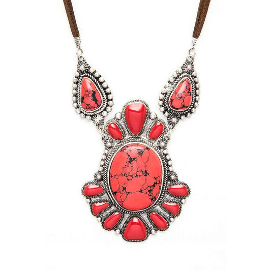 Western Oversize Stone Pendant Necklace Set