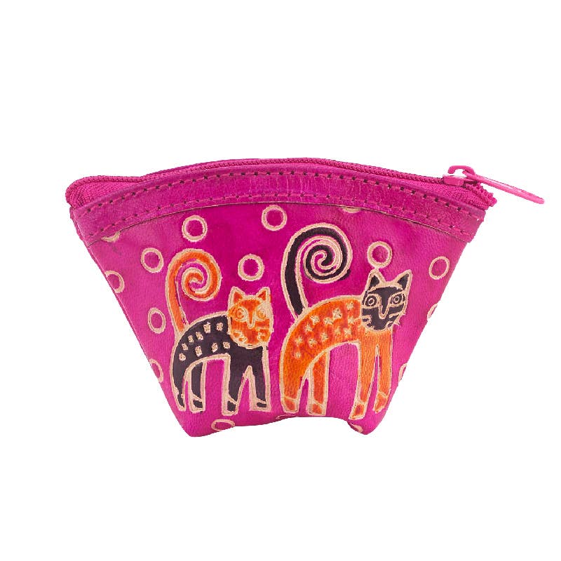 Two Cats Leather Coin Purse