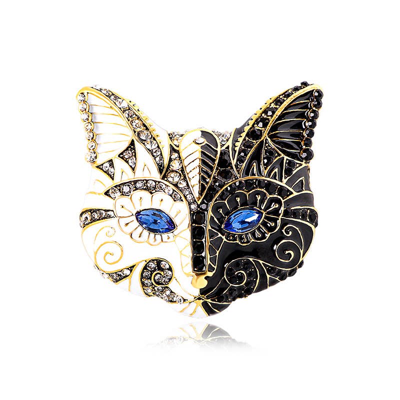 Vintage Cat Mask Brooch