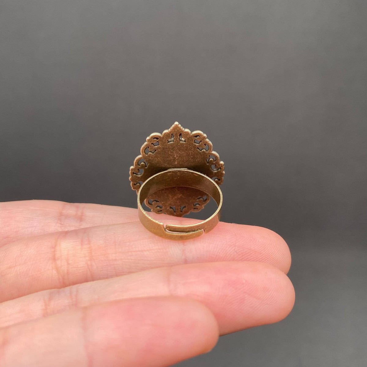 Vintage Dried Flowers Adjustable Ring - PDF