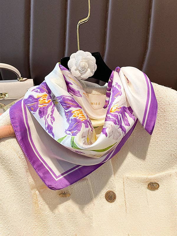 Floral Print Contrast Color Shawl and Scarf