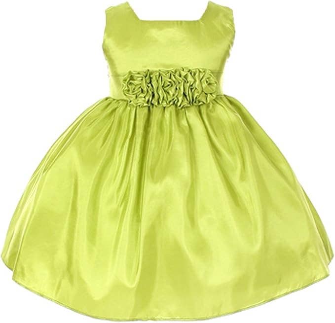 Sweet Kids Baby Sleeveless Rolled Flower Waistband Dress: Silver / 24 Months (XL)