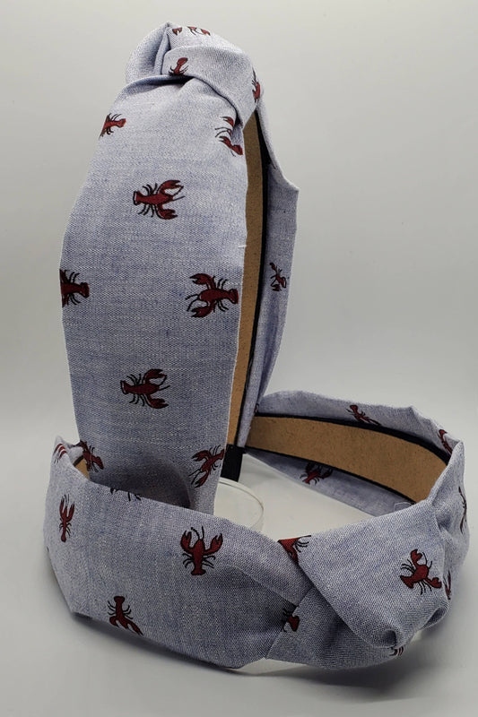 Crawfish on Blue Headband – Mud Bug Seafood Statement Hair Accessory
